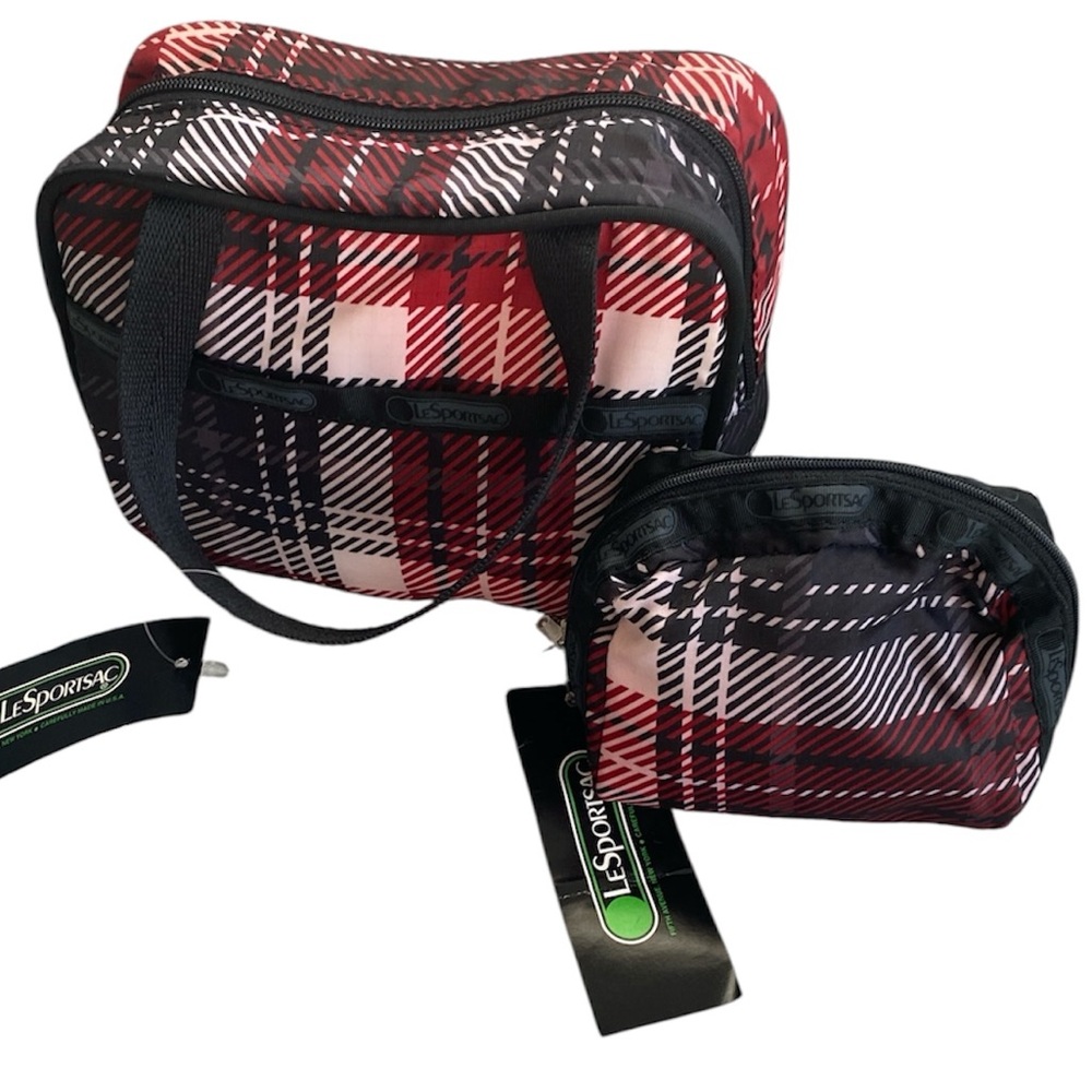 LeSportSac vintage  “Blanket plaid” weekend cosmetic bag and purse size pouch